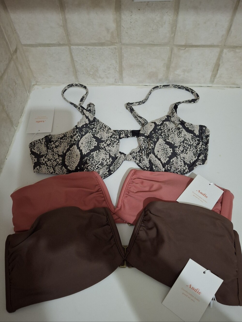 Andie Swim Size M Swimsuit Tops Bundle of 3 NWT